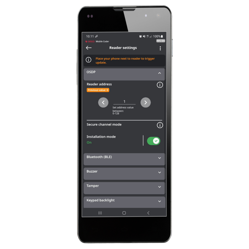Mobile app top update and configure Idesco readers