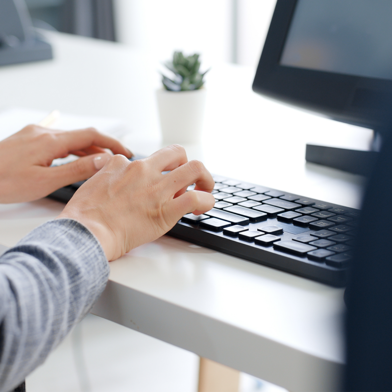 Typing on a keyboard